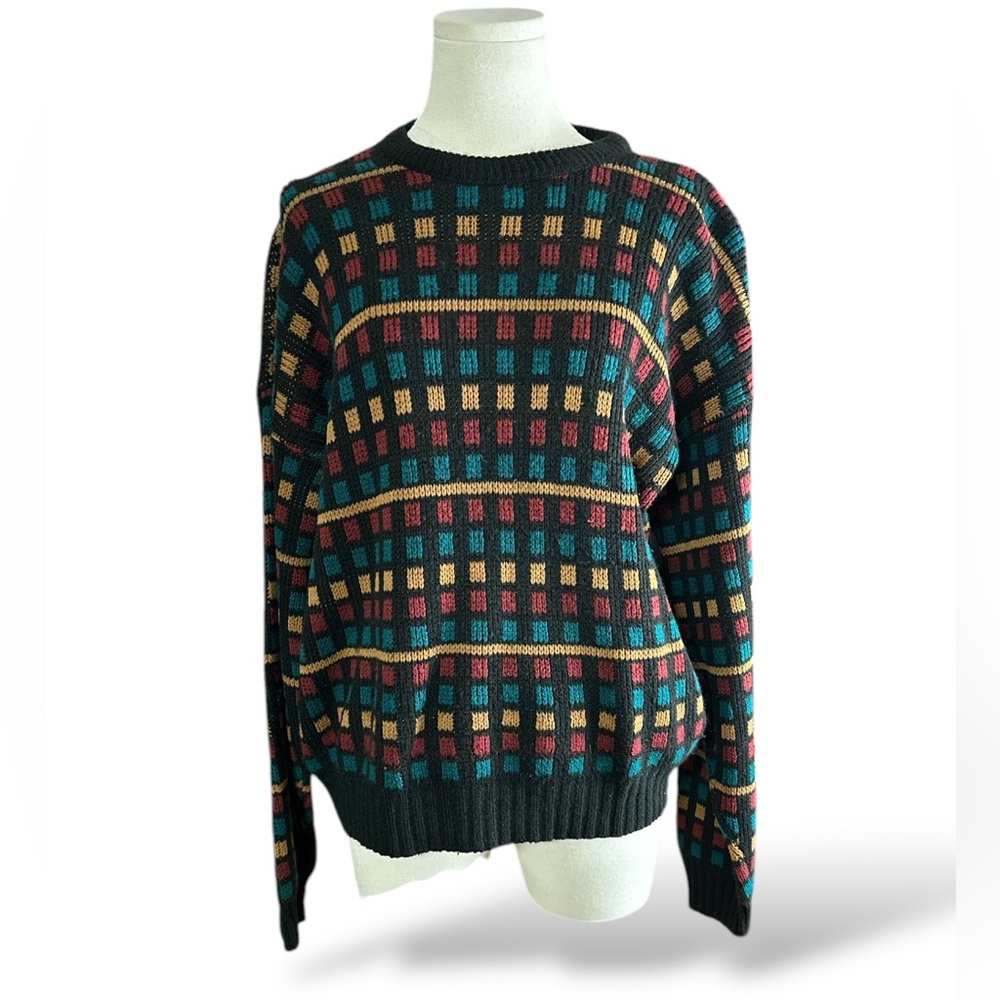 ⭐️Vintage Edison Knitwear Multicolor Patterned Men's Sweater small unisex (A96) - Picture 1 of 7